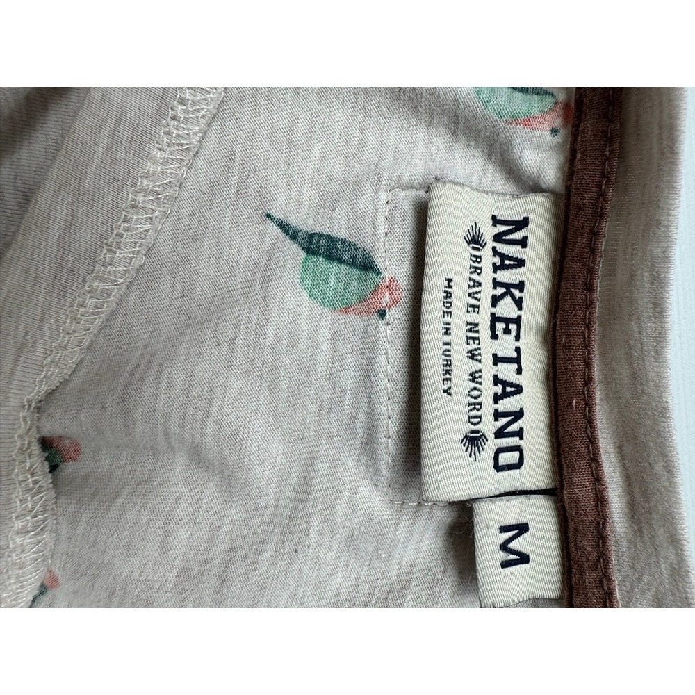 Naketano Women Bird Print Long Sleeve Top Gray Size M Nature Sustainable Earthy - Picture 5 of 6